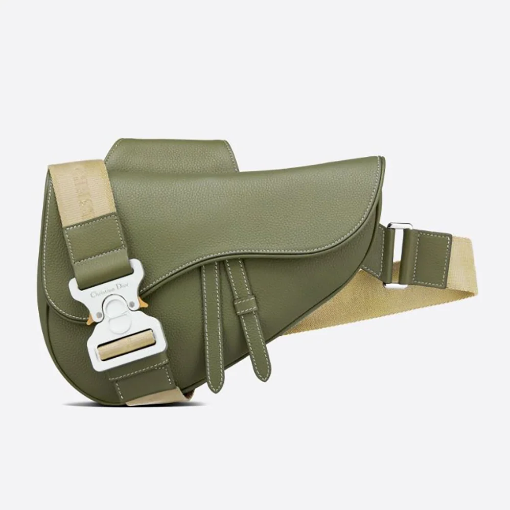 Dior Saddle Bag Khaki Grained Calfskin for Men Dior Saddle Bag Khaki Grained Calfskin for Men