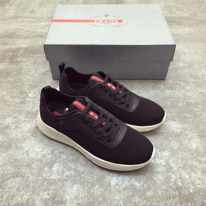 Prada Shoes Nylon and Leather Sneakers for Men in Black