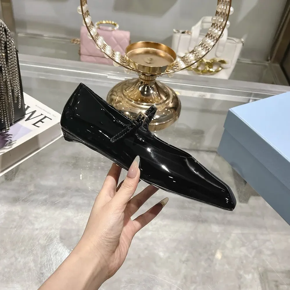 Prada Brushed leather Mary Jane ballerinas for Women in Black