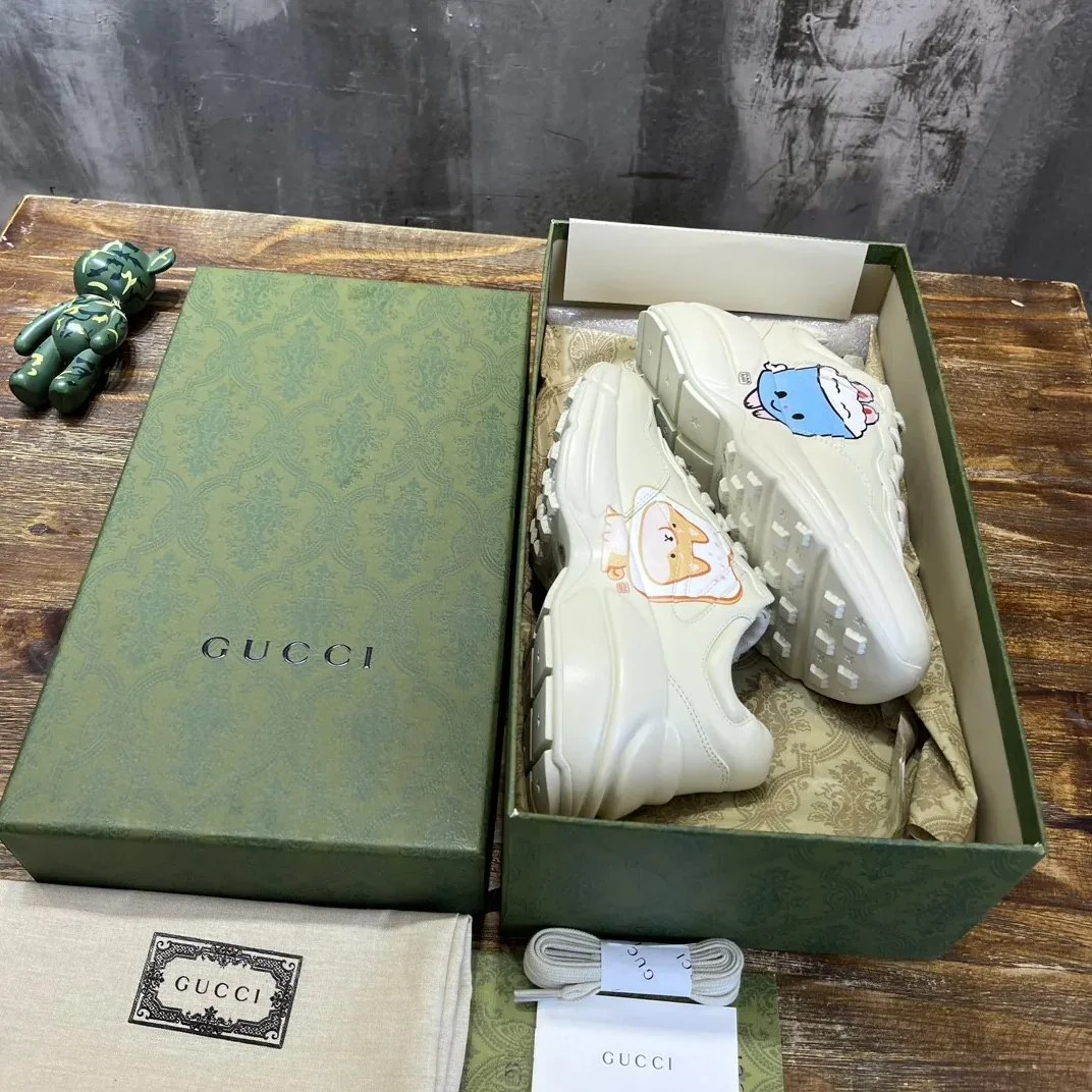 Gucci Rhyton Sneaker With Animal Print White Gucci Rhyton Sneaker With Animal Print White