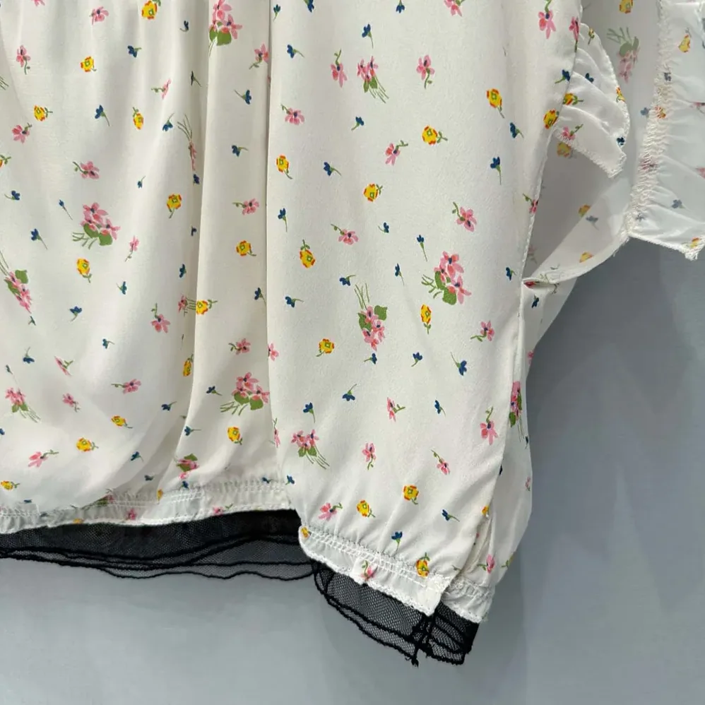 Prada Short-sleeved Floral Print Pongé Crop Top for Women Prada Short-sleeved Floral Print Pongé Crop Top for Women