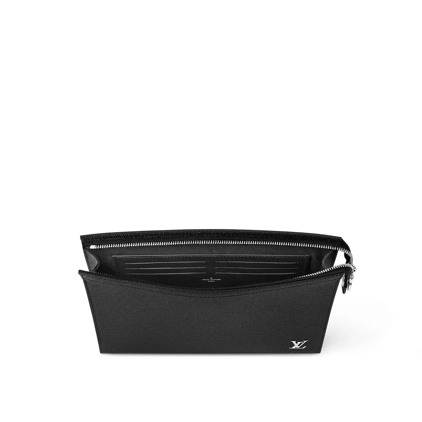 Louis Vuitton Pochette Voyage Pouch in Black Silver Hardware Louis Vuitton Pochette Voyage Pouch in Black Silver Hardware