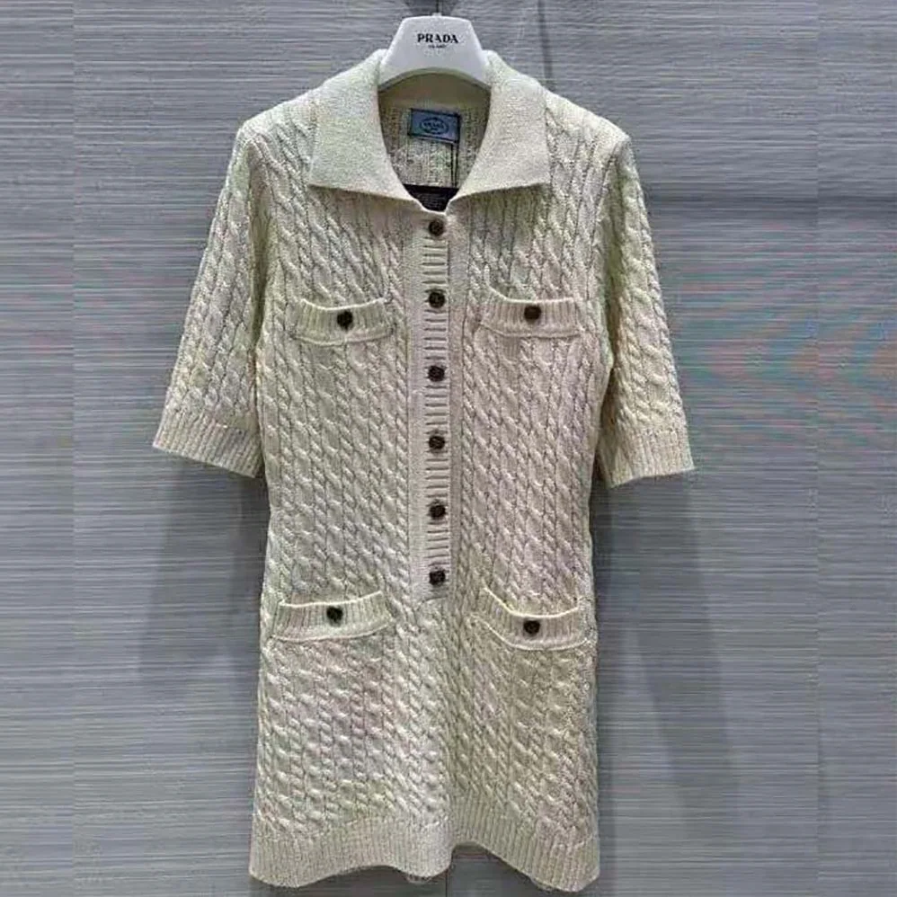 Prada Cable-Knit Cotton Mini for Women in Dress Prada Cable-Knit Cotton Mini for Women in Dress