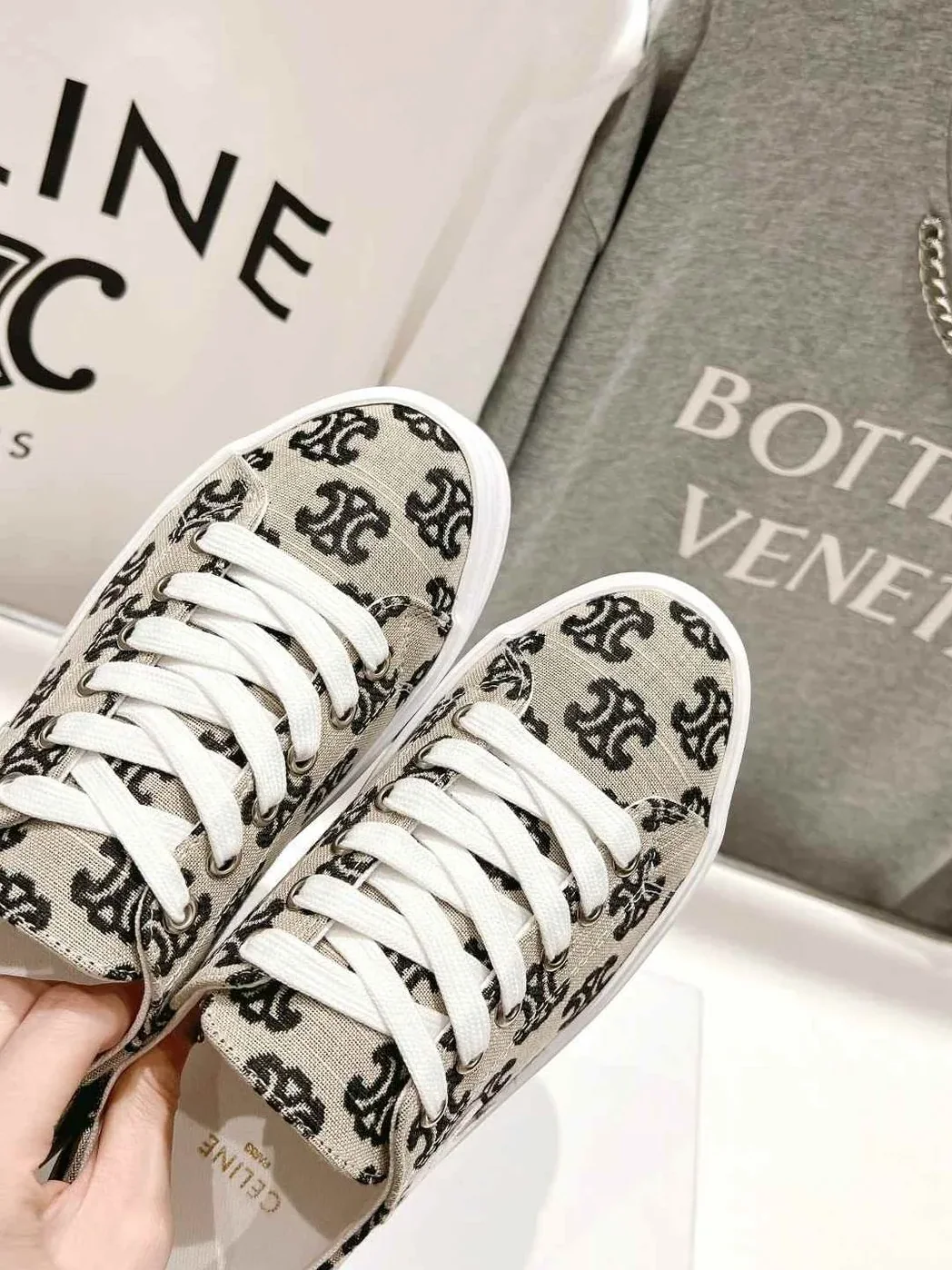 Celine Triomphe Sneakers In Canvas Black