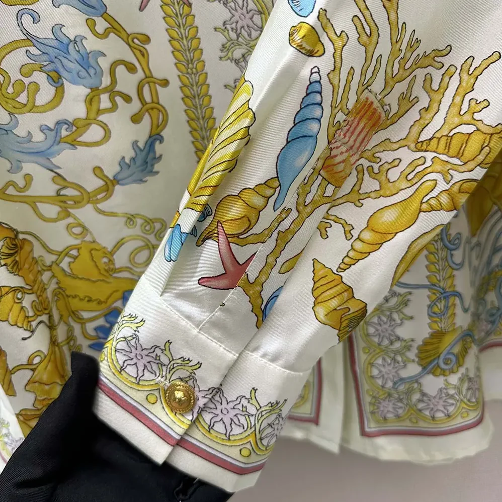 Versace Underwater Barocco Silk Shirt for Women