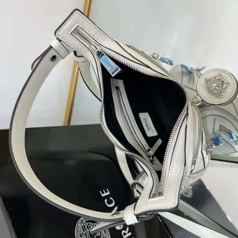 Versace Repeat Mini Hobo Bag for Women in White
