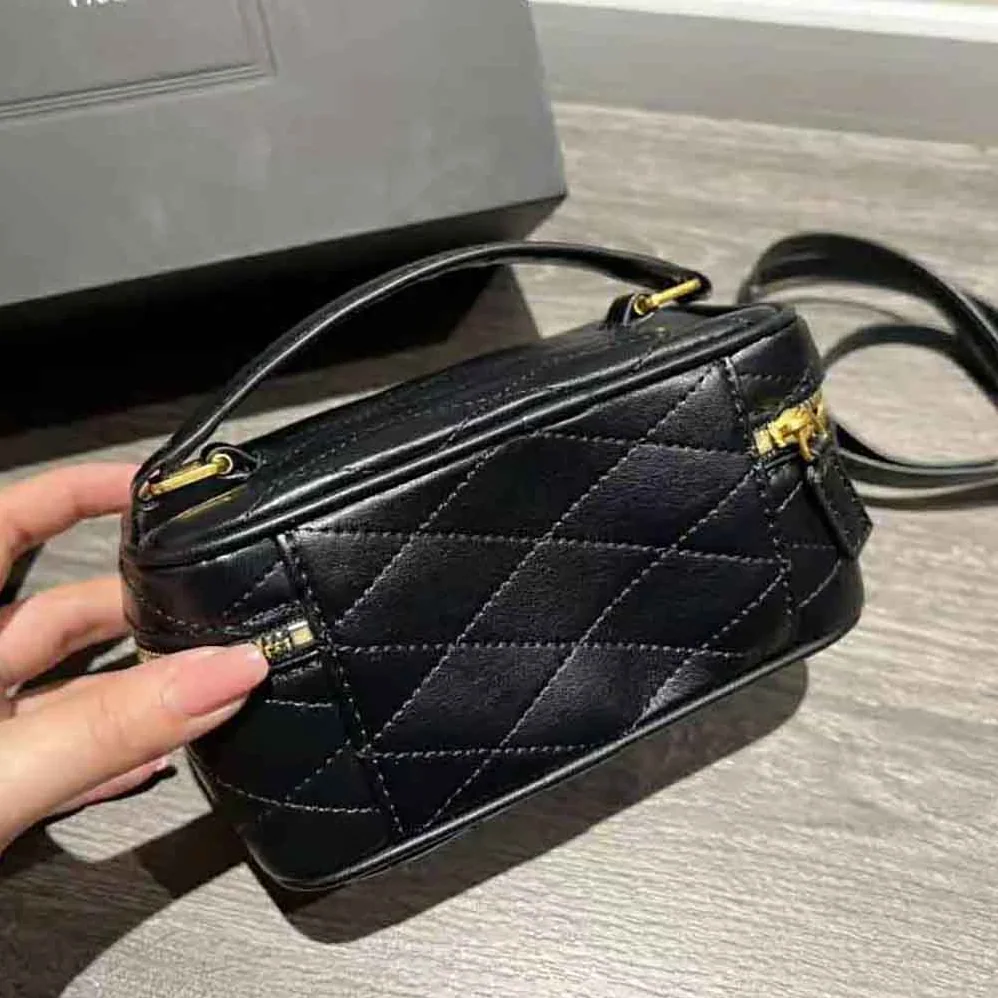 Saint Laurent YSL Mini Saint Laurent Vanity Case in Quilted Lambskin for Women in Black