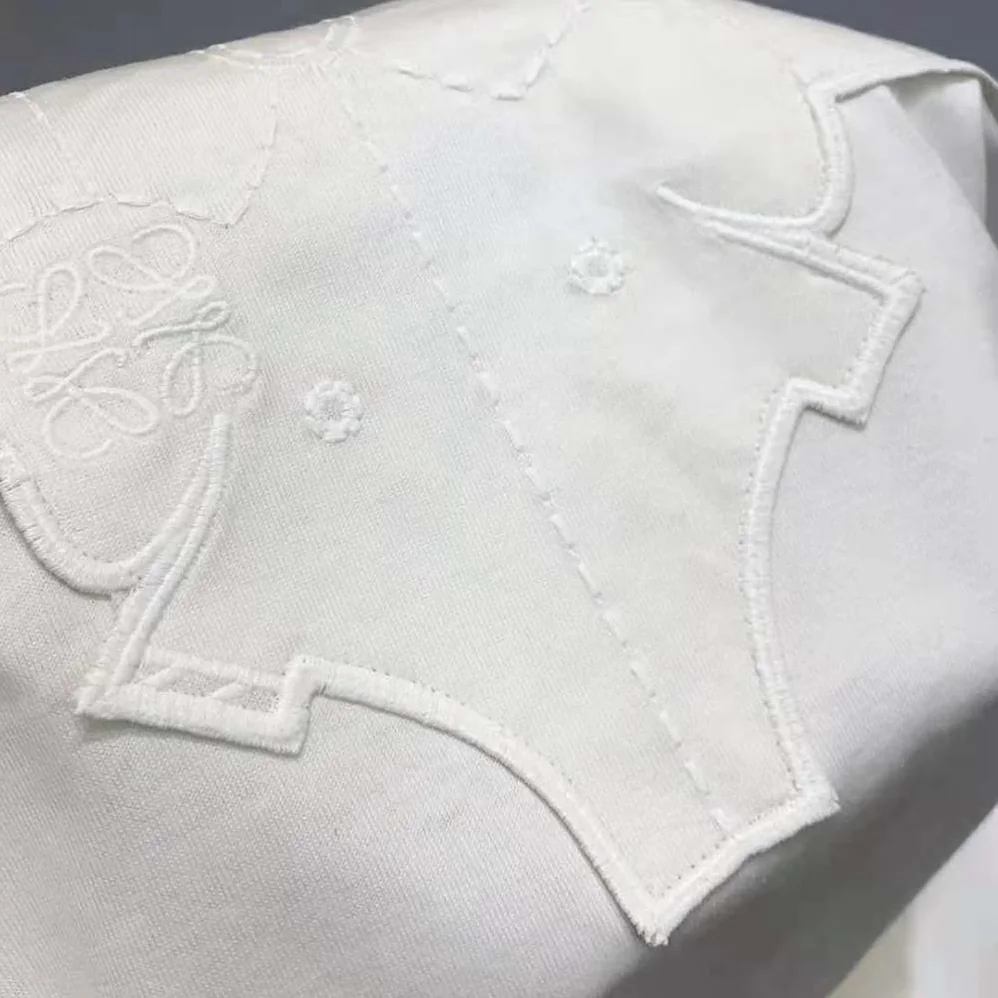 Loewe Elephant Embroidered T-Shirt in Cotton for Women in White