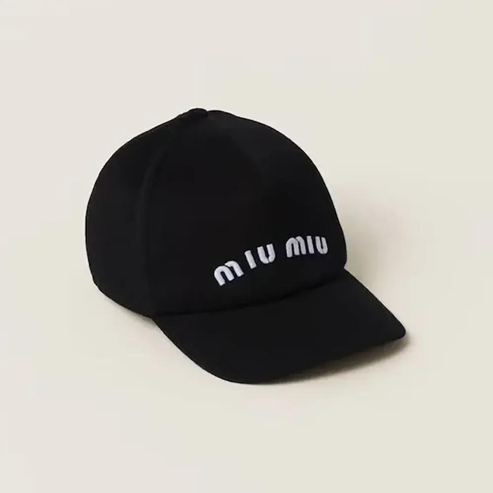 Miu Miu Drill Baseball Cap-Black 5HC179_2DXI_F0967 for Women