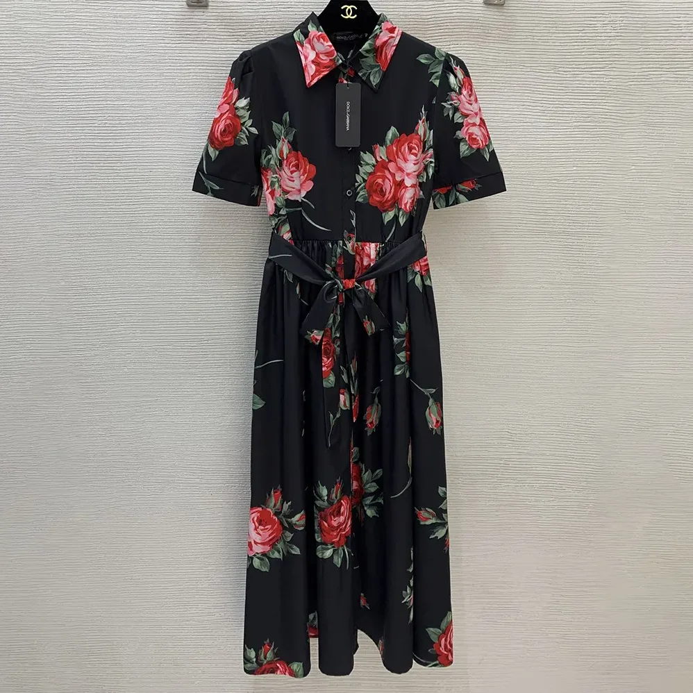 Dolce Gabbana D&G Rose Bouquet for Women in Print Poplin Shirt Dress