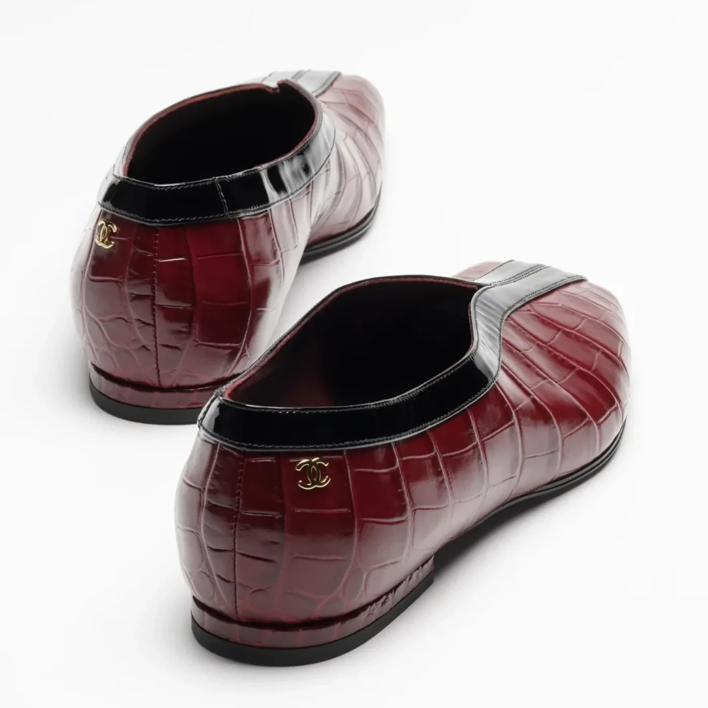 Chanel Ballet Flats Burgundy/ Black --U9719