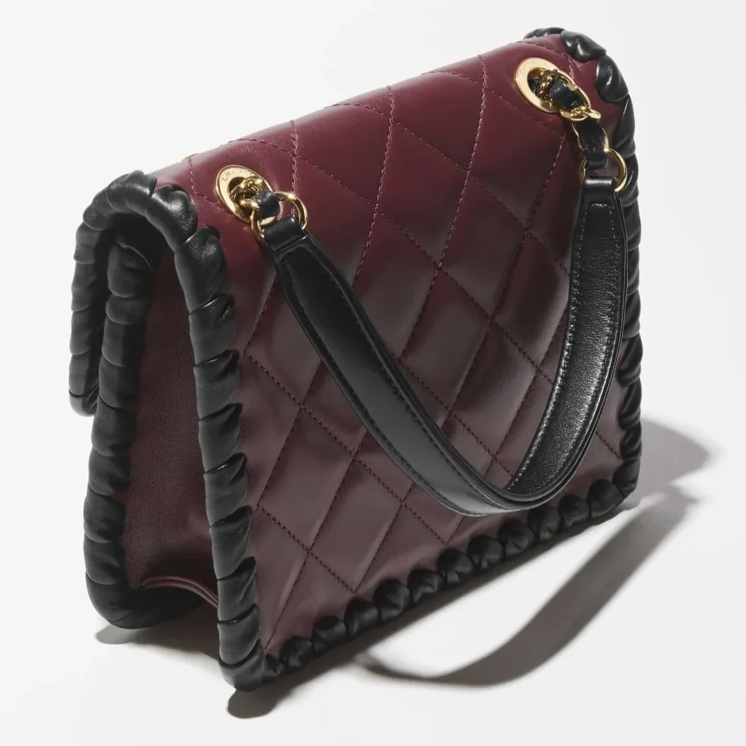 Chanel Mini Flap Bag Dark Burgundy in Black /