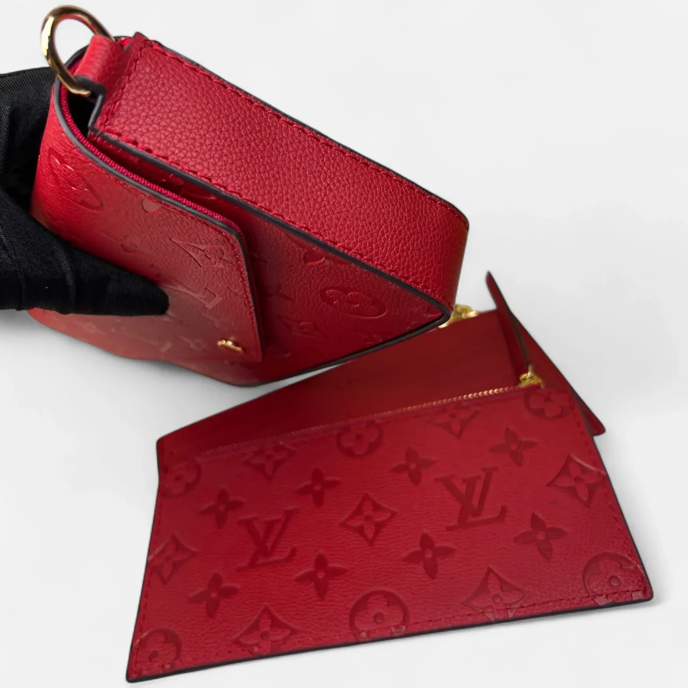 Louis Vuitton Pochette Felicie Shoulder Bag / Louis Red Monogram Empreinte Gold Hardware