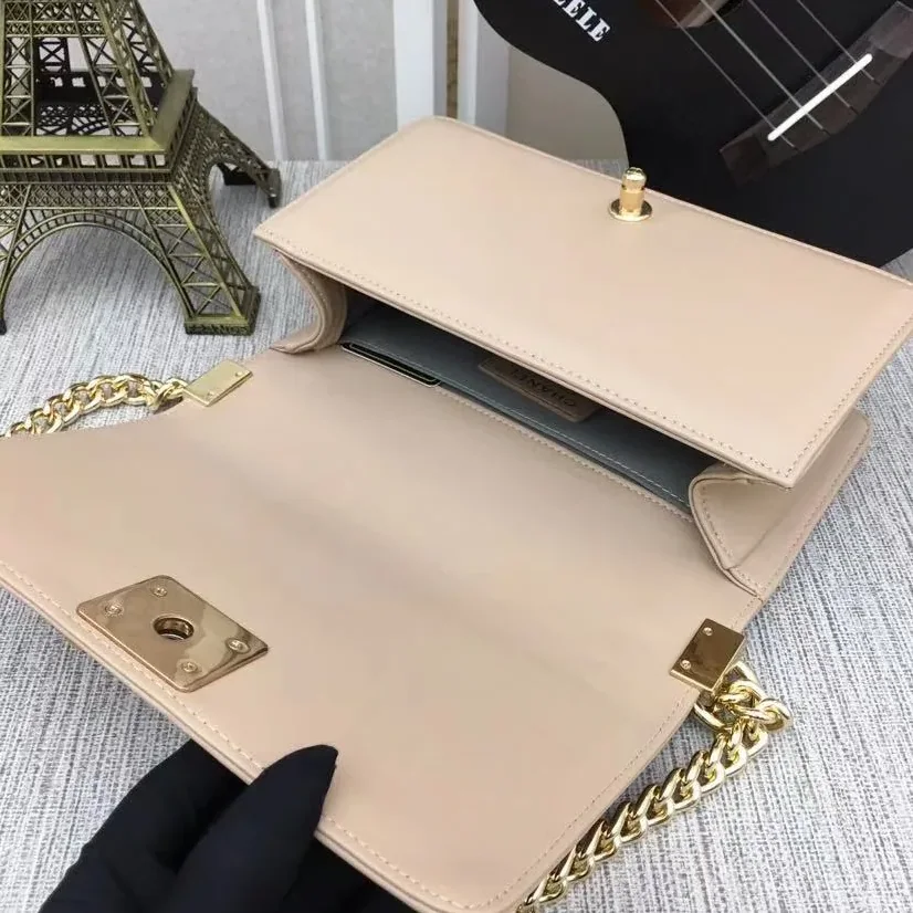 Chanel Boy Medium Crossbody Bag in Yellowish/ Brown Gold Hardware