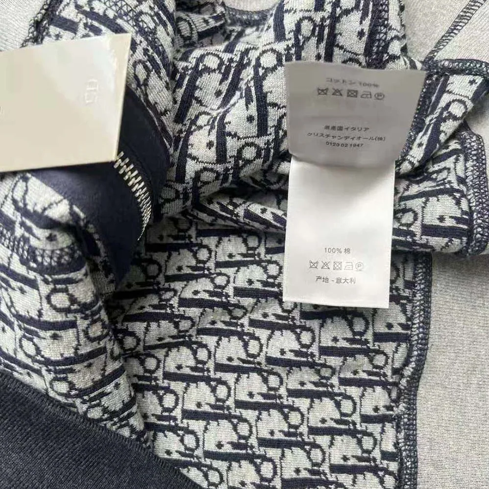 Dior Track Jacket Navy Blue Cotton Knit and Cashmere for Women