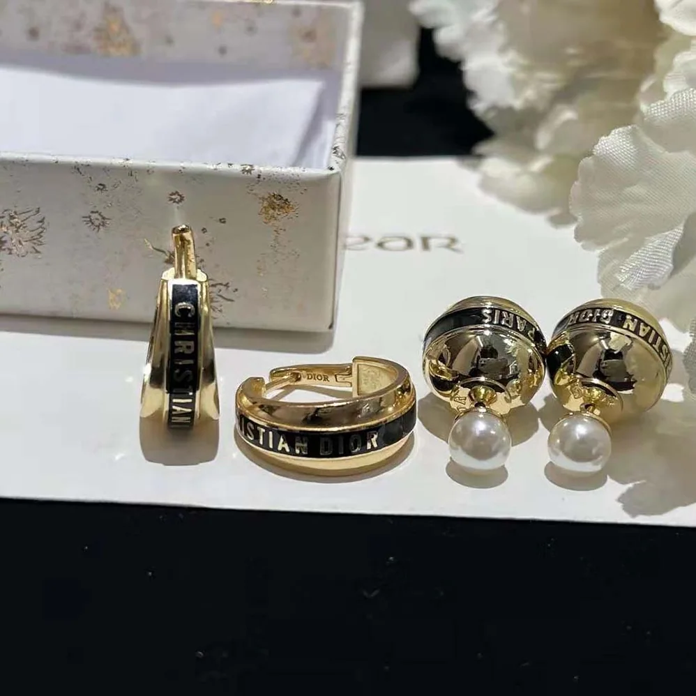 Dior Tribales Earrings Gold-Finish Metal and Black Lacquer for Women