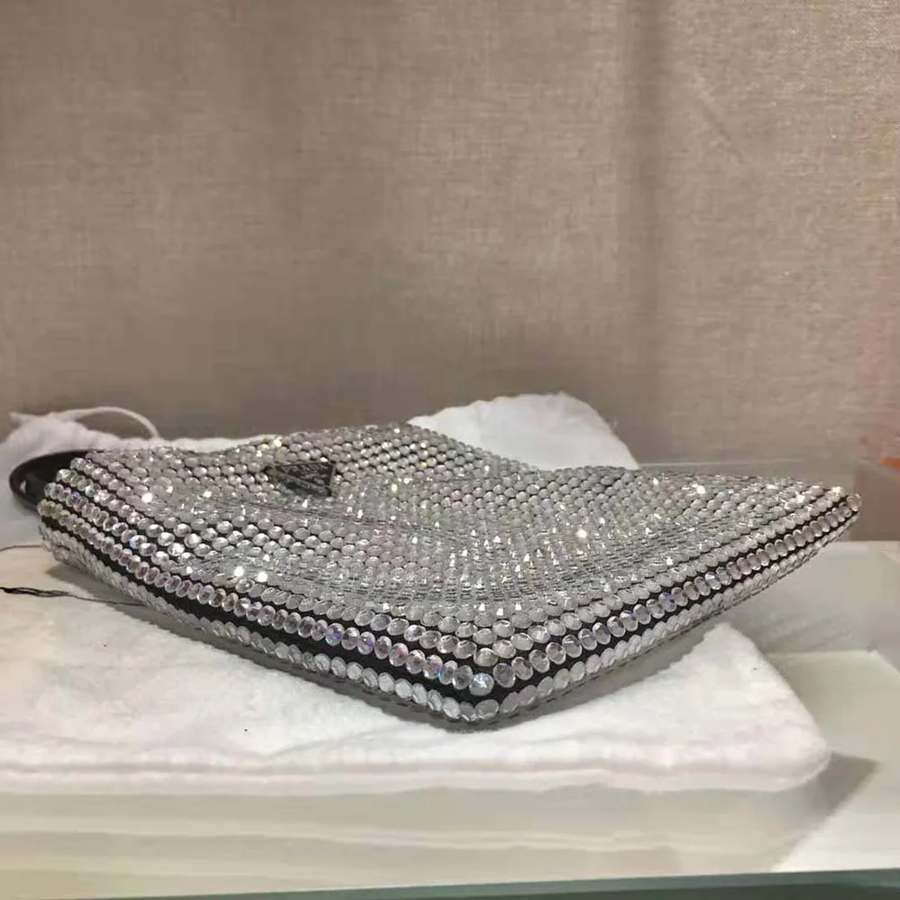 Prada Satin Handbag with Crystals for Women in Black
