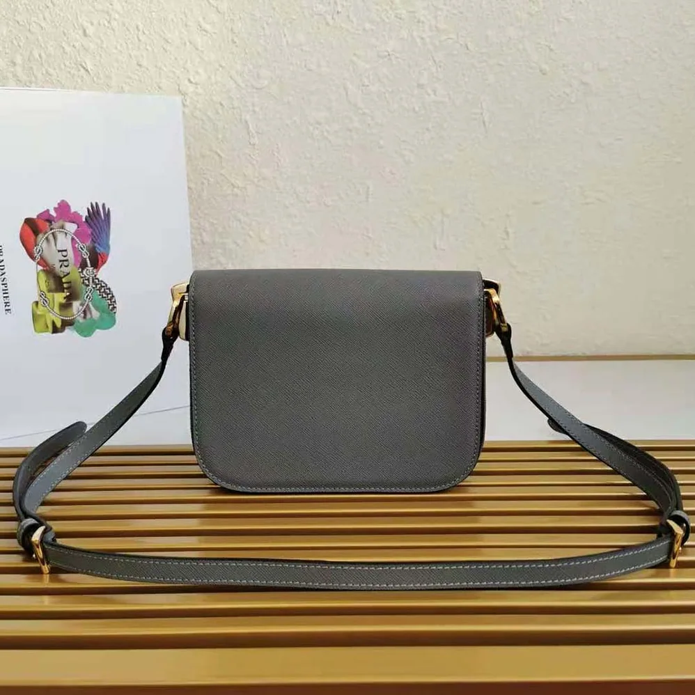 Prada Saffiano Leather Prada Embleme Bag for Women in Gray