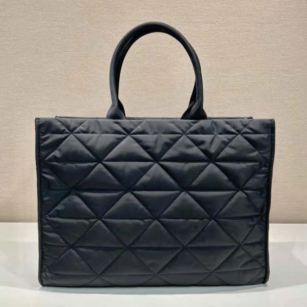 Prada Re-Nylon Shopping Bag with Topstitching for Women