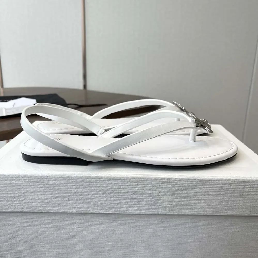 Celine Biki Sandal in Calfskin for Women in White