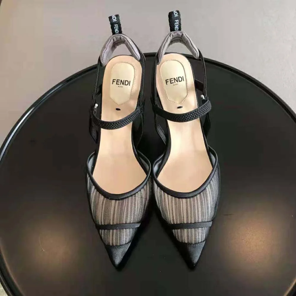 Fendi Colibri Lite Black Tulle and Satin High for Women in heeled Slingbacks Fendi Colibri Lite Black Tulle and Satin High for Women in heeled Slingbacks