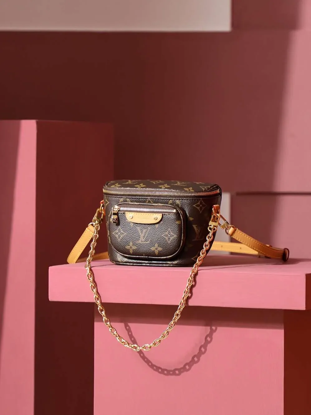 Louis Vuitton Mini Bumbag Shoulder in Brown Gold Hardware Louis Vuitton Mini Bumbag Shoulder in Brown Gold Hardware