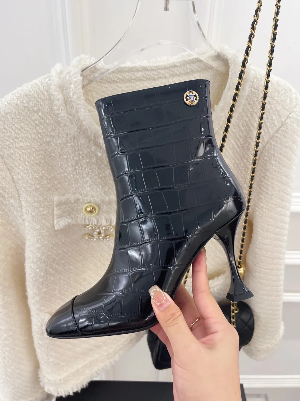 Chanel Short Boots Black for Women