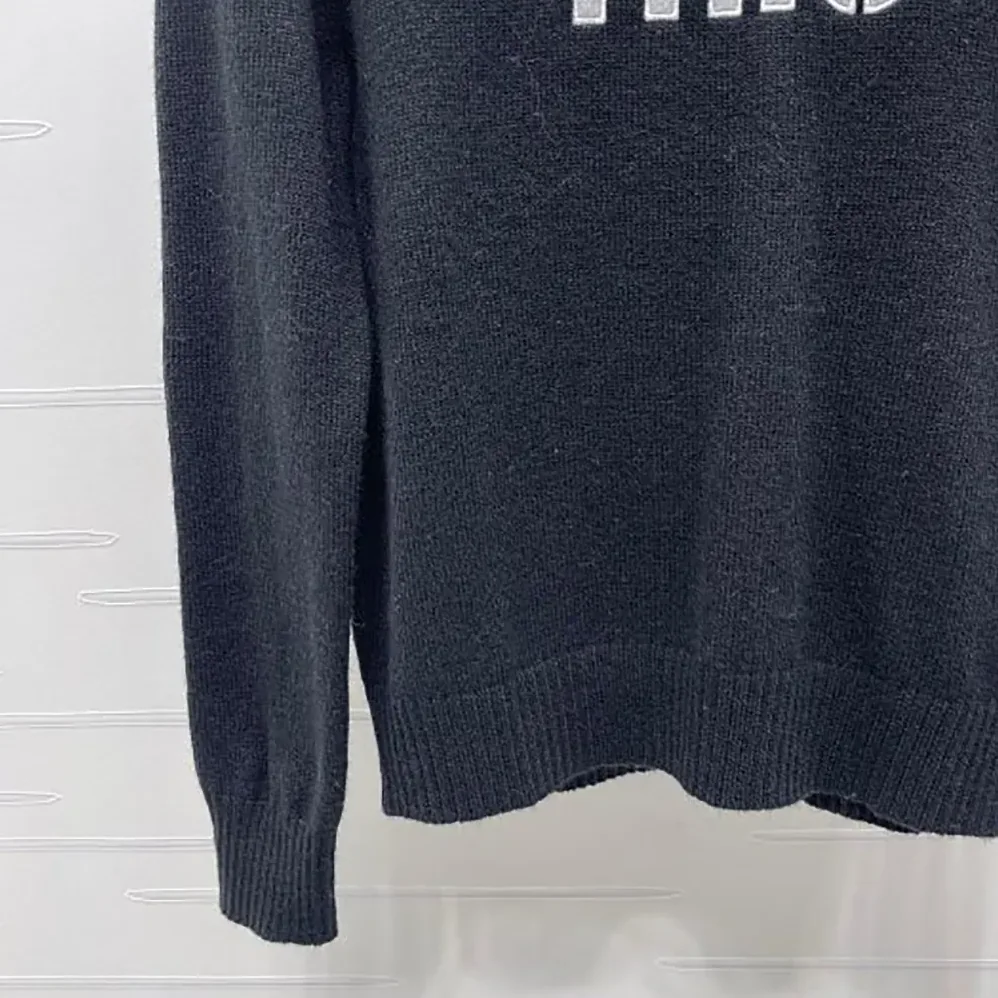 Miu Miu Double Cashmere Sweater with Logo for Women in Black