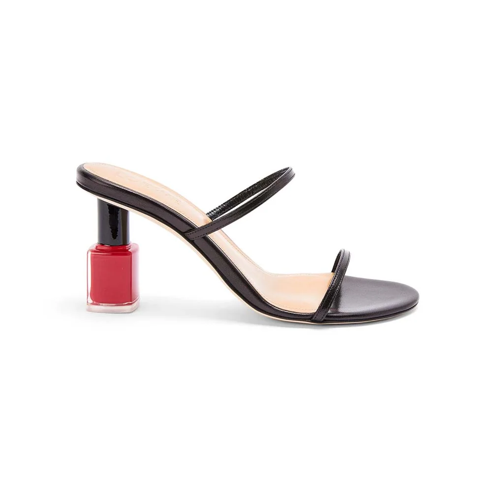 Loewe Nail Polish Sandal in Goatskin for Women in Black Loewe Nail Polish Sandal in Goatskin for Women in Black