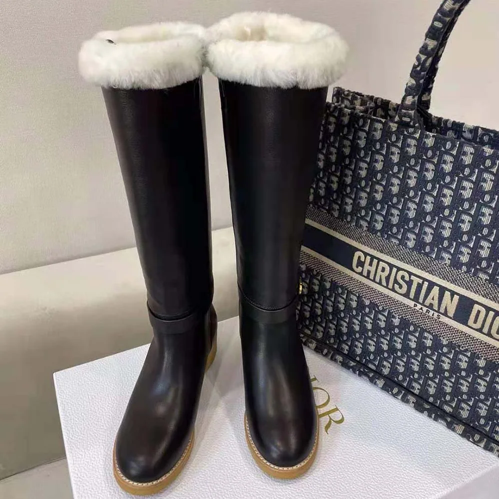 Dior D-Furious Boot Black Calfskin and Shearling for Women Dior D-Furious Boot Black Calfskin and Shearling for Women