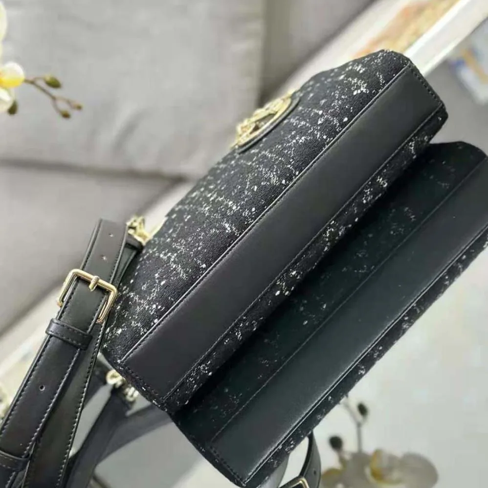 Dior Medium Lady D-Joy Bag Black Cannage Tweed for Women