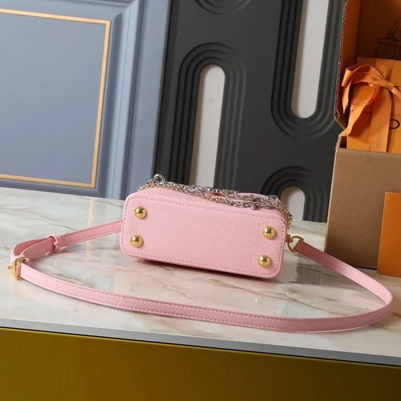 Louis Vuitton Capucines Mini Top Handle Bag / Light Pink Silver/ Gold Hardware