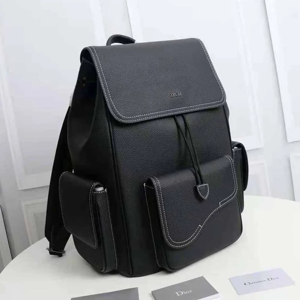 Dior Saddle Backpack Black Grained Calfskin for Men Dior Saddle Backpack Black Grained Calfskin for Men