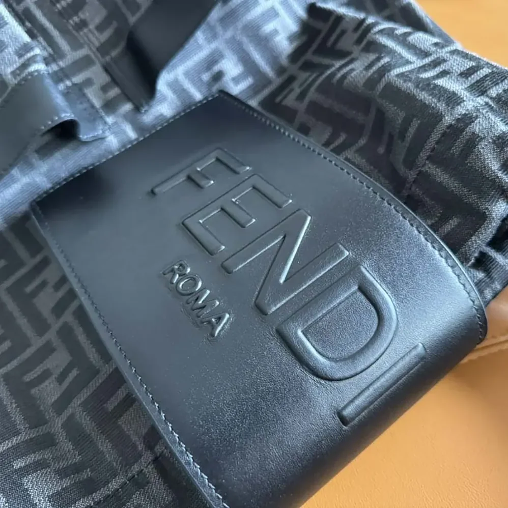Fendi Strike Medium FF Jacquard Fabric Backpack for Men in Gray