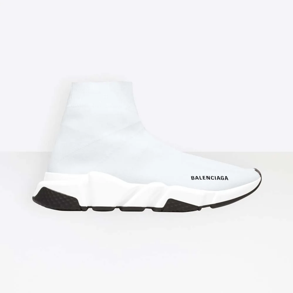 Balenciaga Speed Trainers in Knit and Balenciaga Logo for Women in White