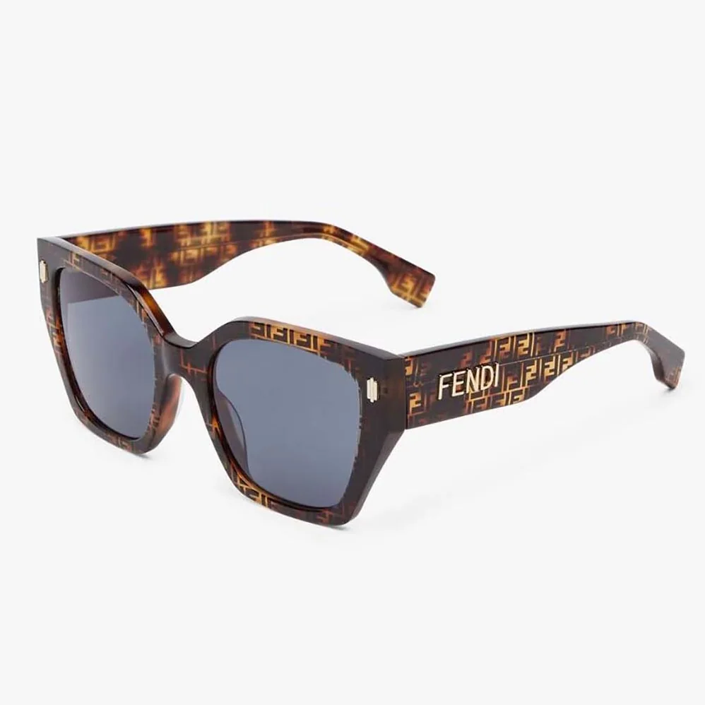 Fendi Fendi Bold Low Bridge Fit Havana Acetate Sunglasses for Unisex