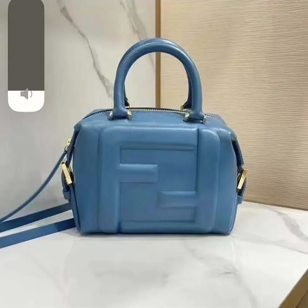 Fendi Nappa FF Mini Cube Bag for Women in Blue