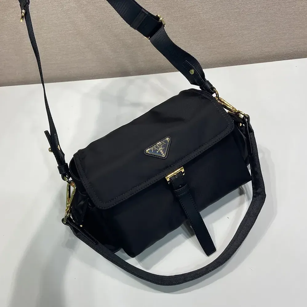 Prada Explore Large Re-Nylon Shoulder Bag With Flap for Women in Black