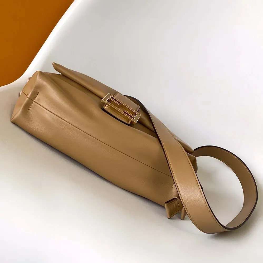 Fendi Mamma Baguette Medium Pale Brown Nappa Leather Bag for Women Fendi Mamma Baguette Medium Pale Brown Nappa Leather Bag for Women