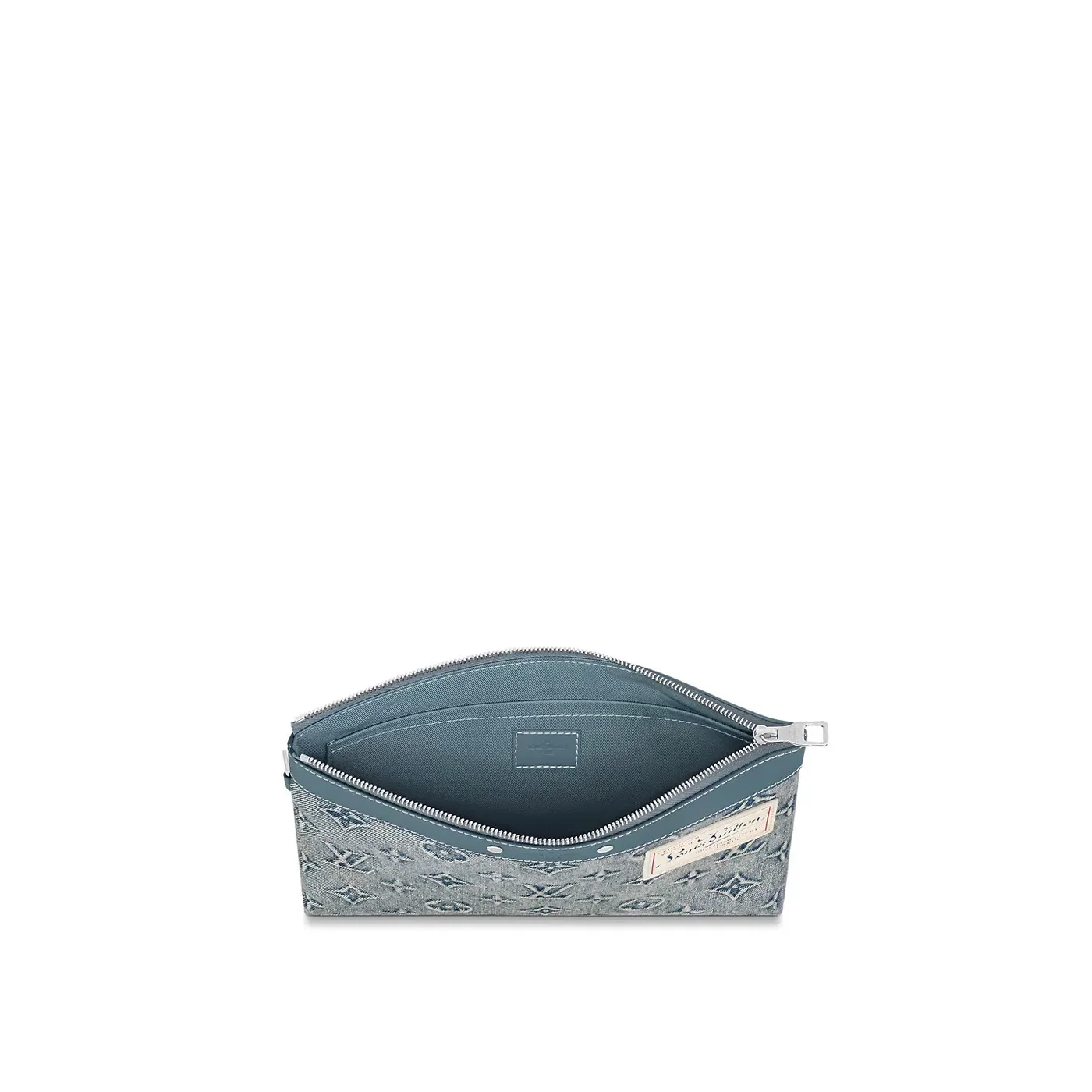 Louis Vuitton Pochette To Go Pouch / Blue Monogram Washed Denim Canvas Silver Hardware Louis Vuitton Pochette To Go Pouch / Blue Monogram Washed Denim Canvas Silver Hardware