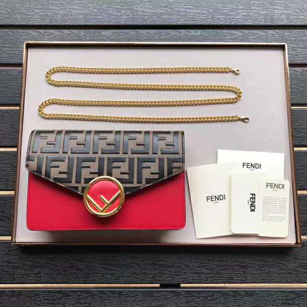 Fendi Wallet on Chain Red Leather Mini Bag for Women