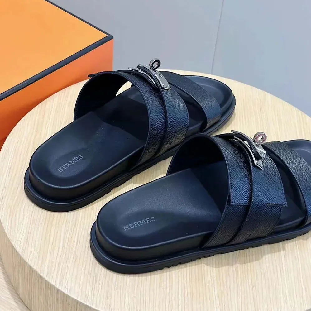 Hermes Jackson Sandal in Epsom Calfskin for Unisex in Black Hermes Jackson Sandal in Epsom Calfskin for Unisex in Black