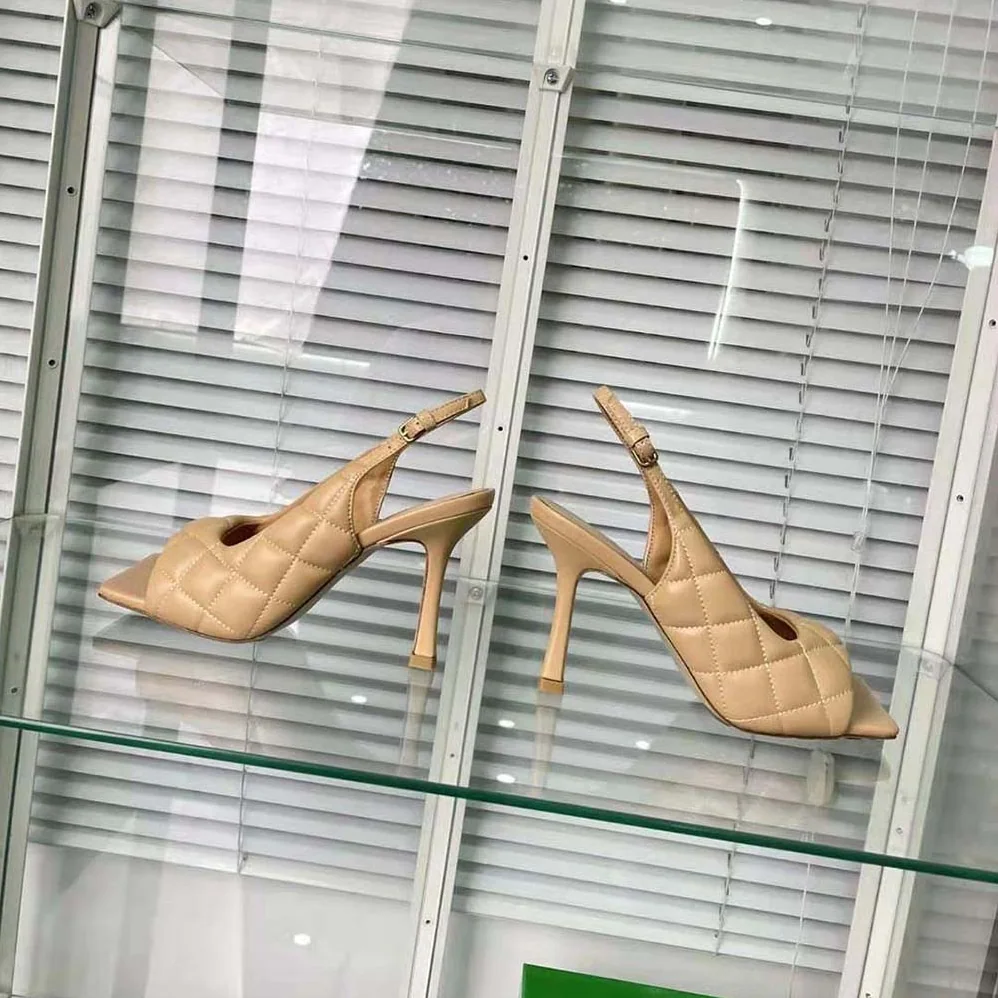 Bottega Veneta Padded Slingback Sandal in 9 cm Heel Height for Women in Beige Bottega Veneta Padded Slingback Sandal in 9 cm Heel Height for Women in Beige