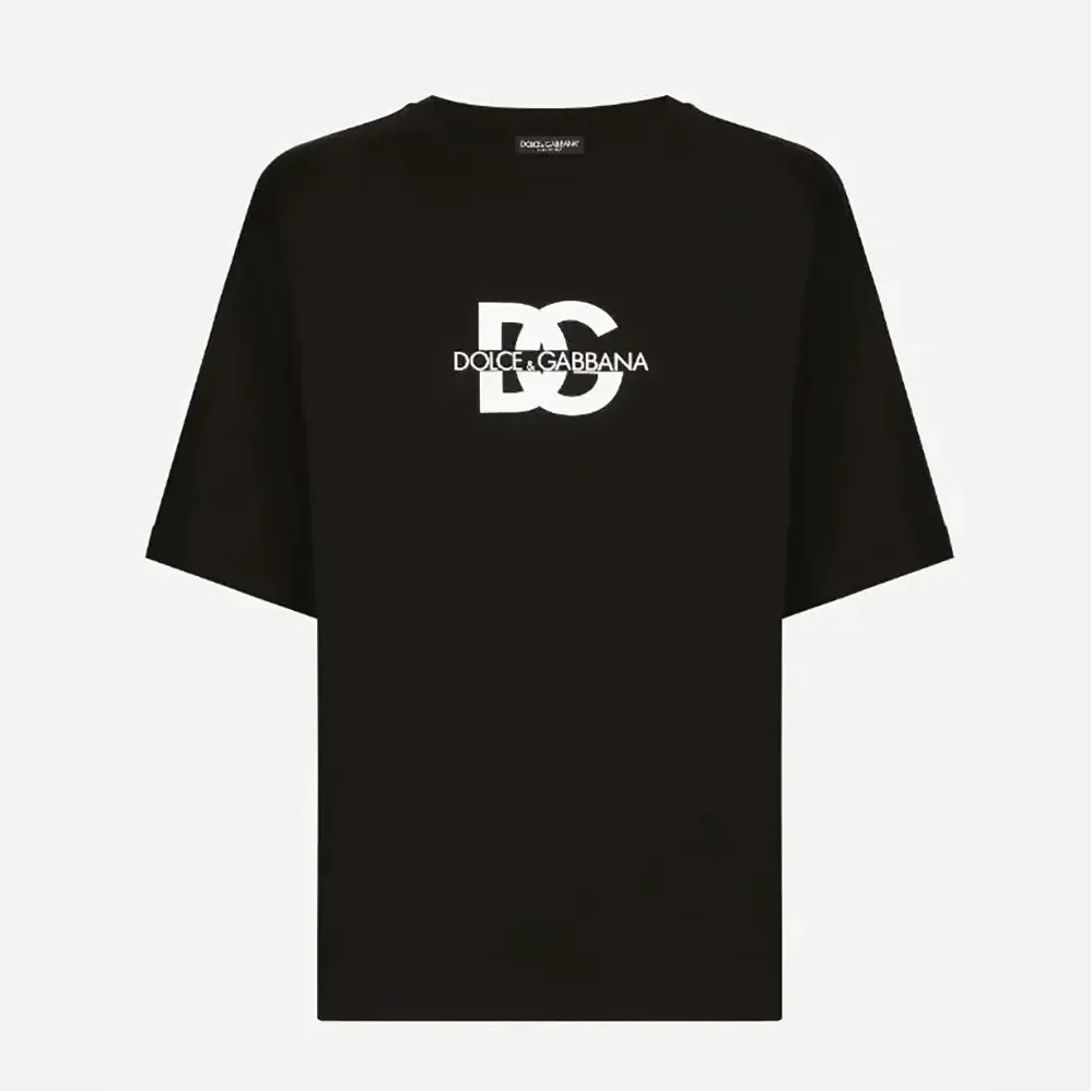 Dolce Gabbana D&G Short-sleeved T-shirt with DG Logo Print for Men in Black
