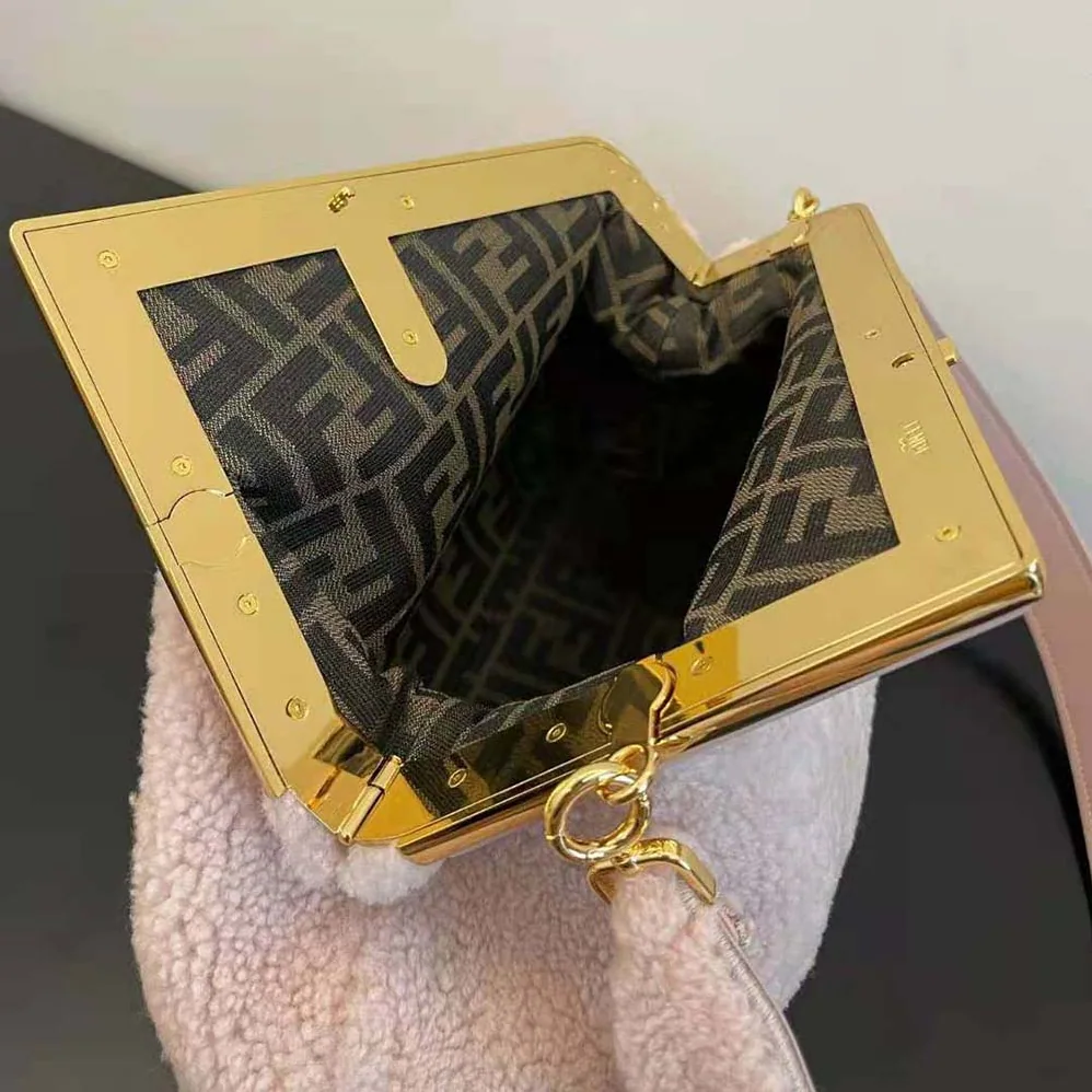 Fendi First Medium Pink Sheepskin Bag for Women