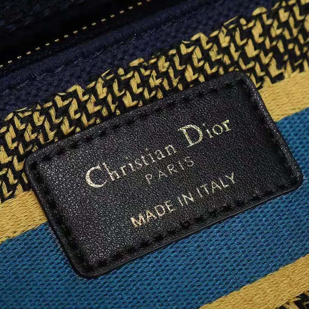 Dior Medium Lady D-lite Bag Latte Multicolor Dior Constellation Embroidery for Women in Blue