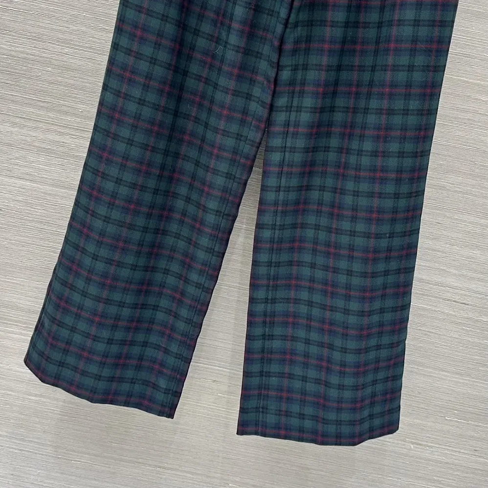 Miu Miu Plaid Pants with Embroidered Logo for Women Miu Miu Plaid Pants with Embroidered Logo for Women