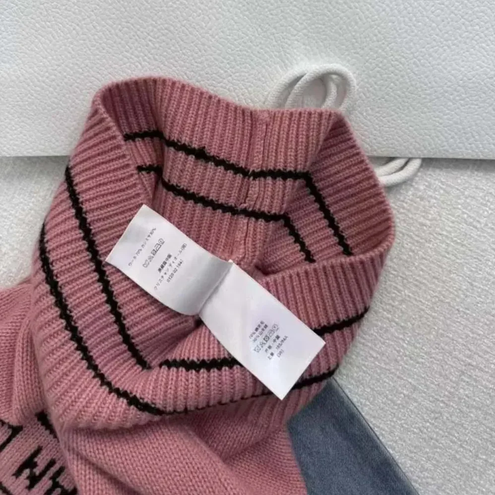Dior Christian Dior Short-Sleeved Sweater Pink Cashmere and Wool Knit for Women