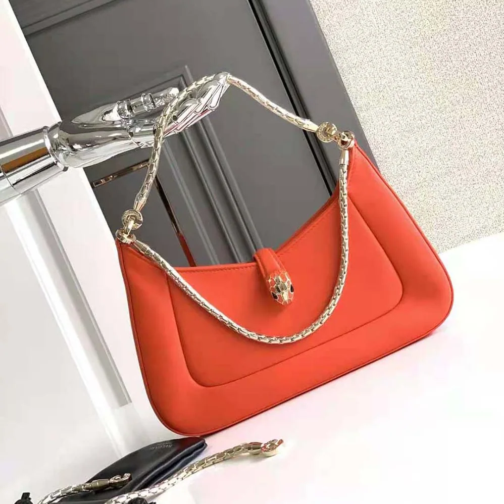 Bvlgari Serpenti Baia Small Shoulder Bag in Calf Leather for Women in Orange Bvlgari Serpenti Baia Small Shoulder Bag in Calf Leather for Women in Orange