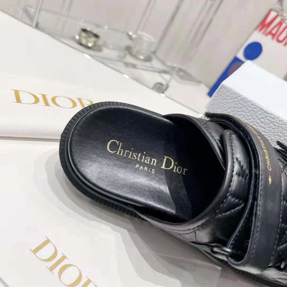 Dior Dio(r)evolution Slide Black Quilted Cannage Calfskin for Women
